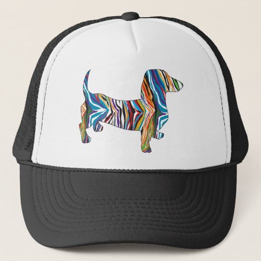 Dachshund - Psychedelic Zbra Doxie Trucker Pet (Voorkant)