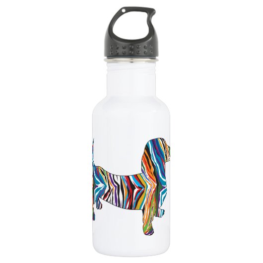 Dachshund - Psychedelische Zebra Doxie Waterfles (Voorkant)