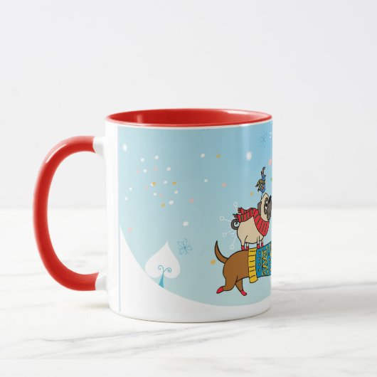 Dachshund, Pug & Bird Holiday Mok (Links)