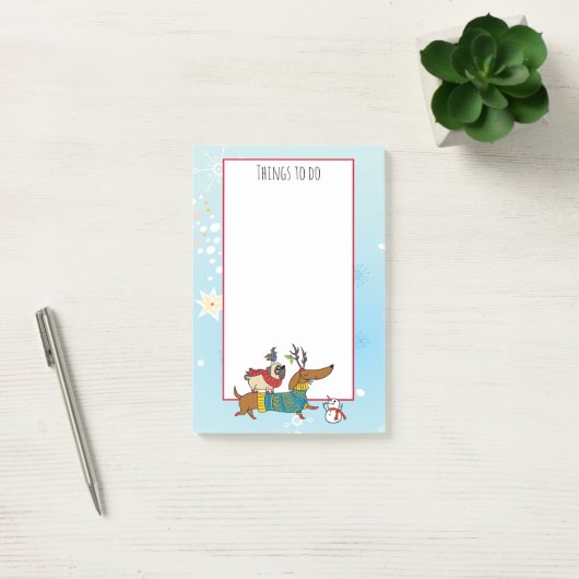 Dachshund, Pug & Bird Holiday Post-It Notes (Kantoor)