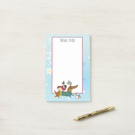 Dachshund, Pug & Bird Holiday Post-It Notes (Op bureau)