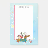 Dachshund, Pug & Bird Holiday Post-It Notes (Voorkant)
