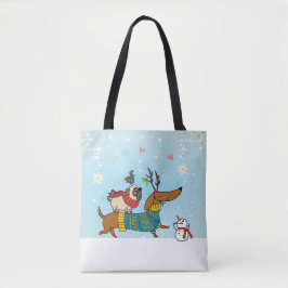 Dachshund, Pug en Bird Holiday Tas