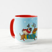 Dachshund, Pug & Vogel Vakantiebeker Mok (Voorkant links)