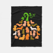 Dachshund Pumpkin Shape Plaid Leopard Dog Autumn H Fleece Deken (Voorkant)