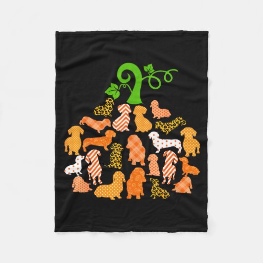 Dachshund Pumpkin Shape Plaid Leopard Dog Autumn H Fleece Deken (Voorkant)
