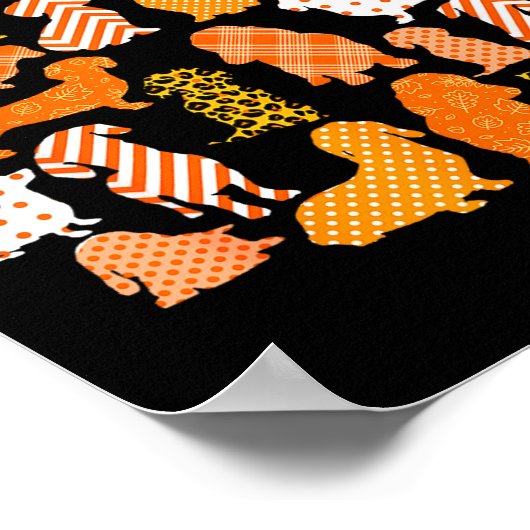 Dachshund Pumpkin Shape Plaid Leopard Dog Autumn H Poster (Hoek)