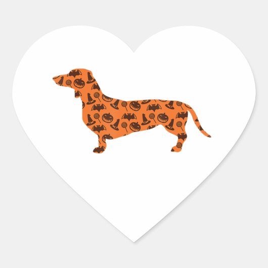 Dachshund Pumpkin Witch Bat Funny Spooky Halloween Hart Sticker (Voorkant)