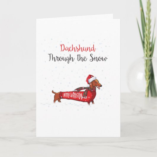 Dachshund Punny Feestdagen - Vrolijk kerstfeest Kaart (Voorkant)