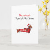 Dachshund Punny Feestdagen - Vrolijk kerstfeest Kaart (Gele Bloem)