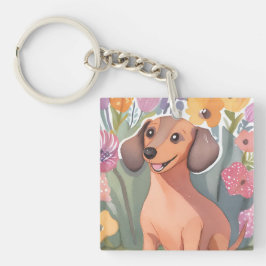 Dachshund Pup | Watercolor Hond Huisdier Sleutelhanger
