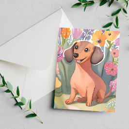 Dachshund Pup | Watercolor Hond Huisdierkaart