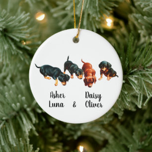 Dachshund Puppies Doxie Weiner Worsthonden Retro Keramisch Ornament