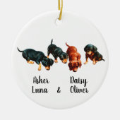 Dachshund Puppies Doxie Weiner Worsthonden Retro Keramisch Ornament (Voorkant)