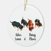 Dachshund Puppies Doxie Weiner Worsthonden Retro Keramisch Ornament (Links)