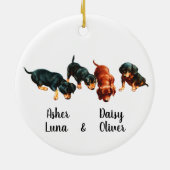Dachshund Puppies Doxie Weiner Worsthonden Retro Keramisch Ornament (Achterkant)