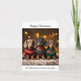 Dachshund Puppies Kerst Kaart