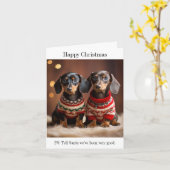 Dachshund Puppies Kerst Kaart (Gele Bloem)