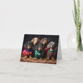 Dachshund Puppies Kerst Kaart (Voorkant)
