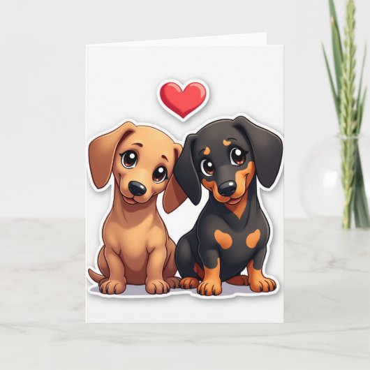 Dachshund Puppies Liefde Kaart (Voorkant)