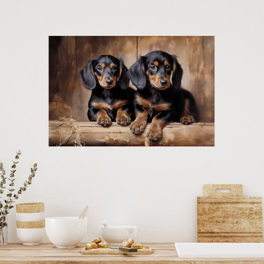 Dachshund puppies poster (Keuken)