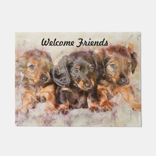 Dachshund Puppies Welkom Doormat Deurmat (Voorkant)