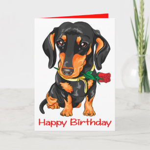 Dachshund Puppy Cartoon Cute Dog Birthday Kaart