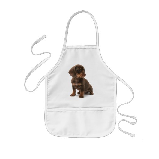 Dachshund Puppy Children's Apron Kinder Schort (Voorkant)