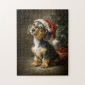Dachshund Puppy Christmas Painting Legpuzzel (Verticaal)