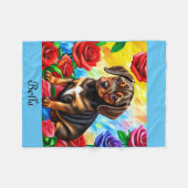 Dachshund Puppy colorful Fleece Blanket aanpassen (Voorkant (Horizontaal))