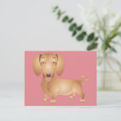 Dachshund Puppy Dog Blank Roze Briefkaart (Staand voorkant)