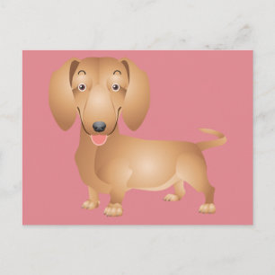 Dachshund Puppy Dog Blank Roze Briefkaart