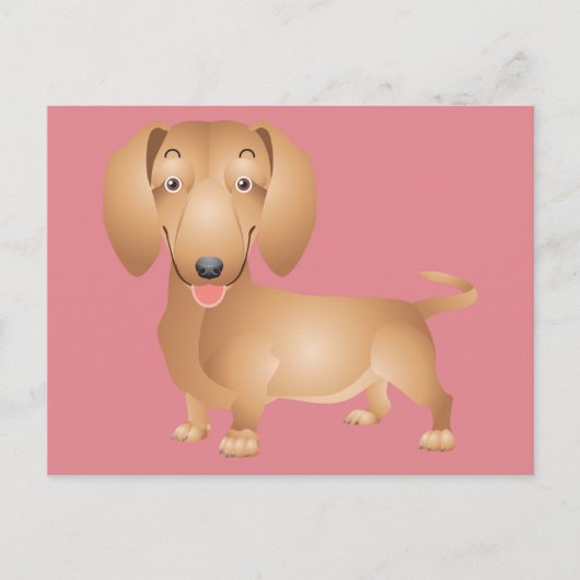 Dachshund Puppy Dog Blank Roze Briefkaart (Voorkant)