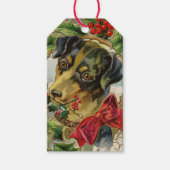 Dachshund Puppy Dog met Holly Cadeaulabel (Voorkant)