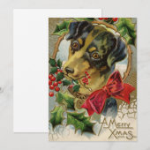 Dachshund Puppy Dog met Holly Feestdagenkaart (Voorkant / Achterkant)
