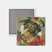 Dachshund Puppy Dog met Holly Magneet (Voorkant / Achterkant)