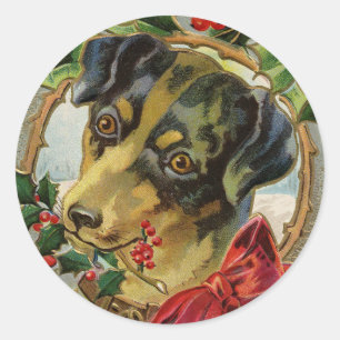 Dachshund Puppy Dog met Holly Ronde Sticker