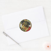 Dachshund Puppy Dog met Holly Ronde Sticker (Envelop)