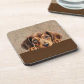 Dachshund Puppy Dog Pet Bier Onderzetter (Linkerzijde)