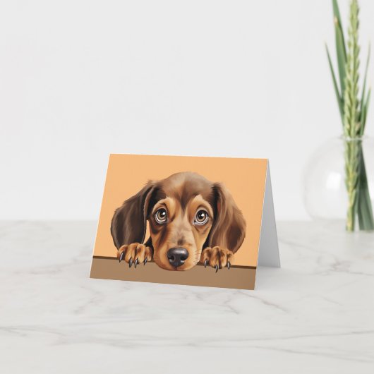 Dachshund Puppy Dog Pet Notecard of bedankpas Notitiekaartje (Voorkant)