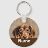 Dachshund Puppy Dog Pet Sleutelhanger (Voorkant)