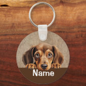 Dachshund Puppy Dog Pet Sleutelhanger (Voorkant)