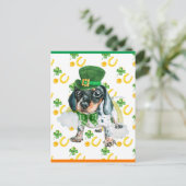 Dachshund Puppy Dog Shamrock St. Patricks Day Feestdagenkaart (Staand voorkant)