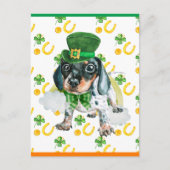 Dachshund Puppy Dog Shamrock St. Patricks Day Feestdagenkaart (Voorkant)