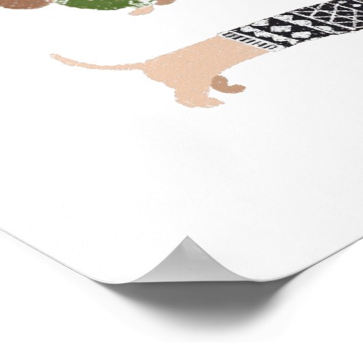 Dachshund Puppy Dogs met kerstfeestdag Poster (Hoek)