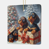 Dachshund Puppy Gepersonaliseerde Keramische Boom  Keramisch Ornament (Links)