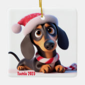 Dachshund Puppy Gepersonaliseerde Keramische Boom  Keramisch Ornament (Voorkant)