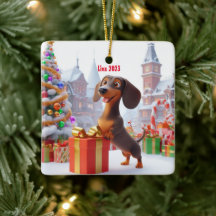 Dachshund Puppy Gepersonaliseerde Keramische Boom 