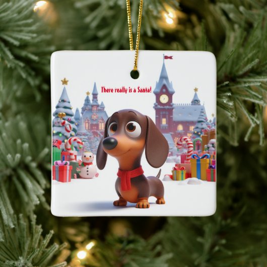 Dachshund Puppy Gepersonaliseerde Keramische Boom Keramisch Ornament (Boom)