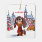 Dachshund Puppy Gepersonaliseerde Keramische Boom Keramisch Ornament (Links)
